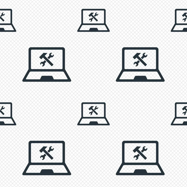 Icono de signo de reparación de computadora portátil. Símbolo de servicio portátil — Archivo Imágenes Vectoriales