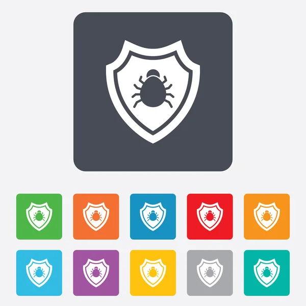 Ikonen med säkerhetssköld tecken. virus skydd symbol. — Stock vektor