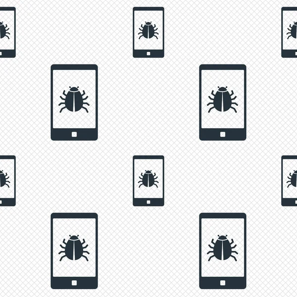 スマート フォン ウイルス署名アイコン。ソフトウェアのバグのシンボル. — ストックベクタ