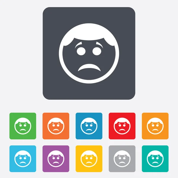 Triste icono de signo facial. Tristeza símbolo . — Vector de stock