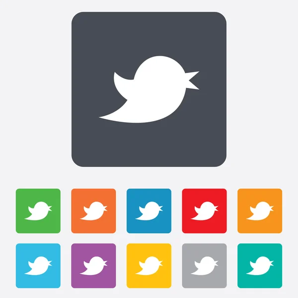 Ikone der sozialen Medien. Kurznachrichtendienst Twitter. — Stockvektor