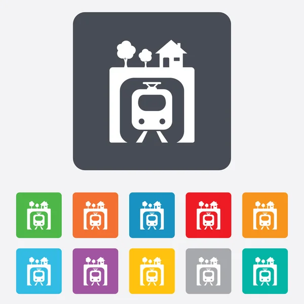Icona del cartello sotterraneo. Simbolo treno della metropolitana . — Vettoriale Stock