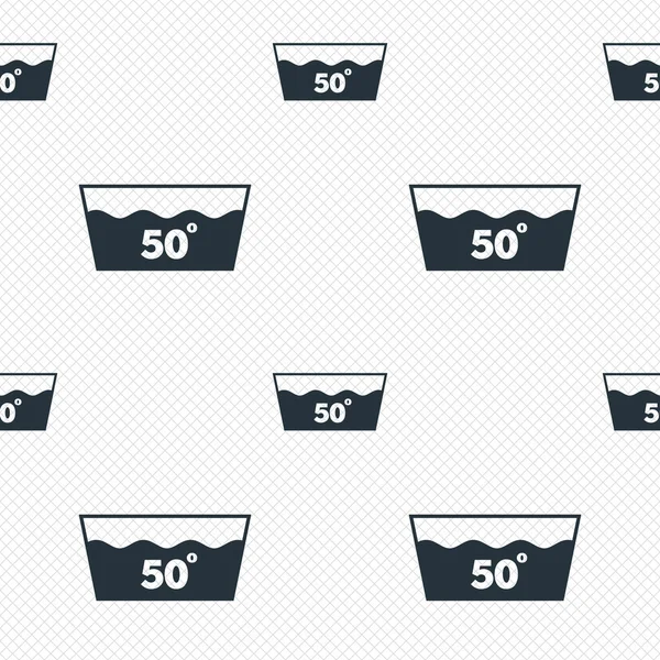Lavare l'icona. Lavabile in lavatrice a 50 gradi simbolo — Vettoriale Stock