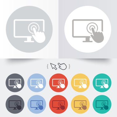 dokunmatik ekran monitör işareti simgesi. el işaretçisi.