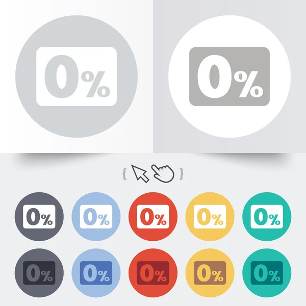 Zero percent sign icon. Zero credit symbol. — Stock Vector