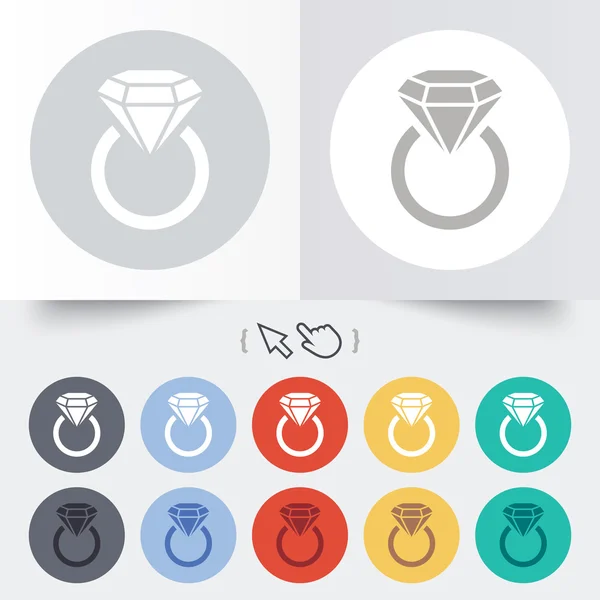 Biżuteria znak ikona. pierścień z symbolem diamentu. — Wektor stockowy