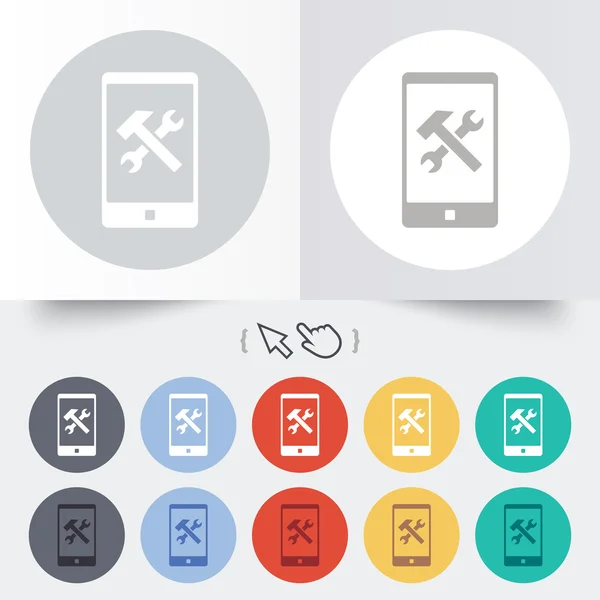 Smartphone reparatie teken pictogram. dienst symbool. — Stockvector