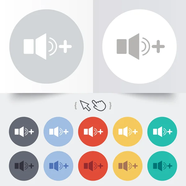 Volume du haut-parleur icône signe plus fort. Symbole sonore . — Image vectorielle