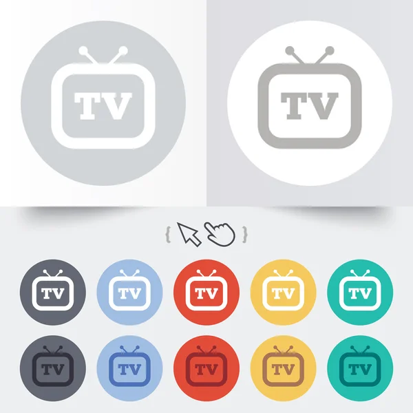 Ícone de sinal de TV retro. Conjunto de televisão símbolo . — Vetor de Stock