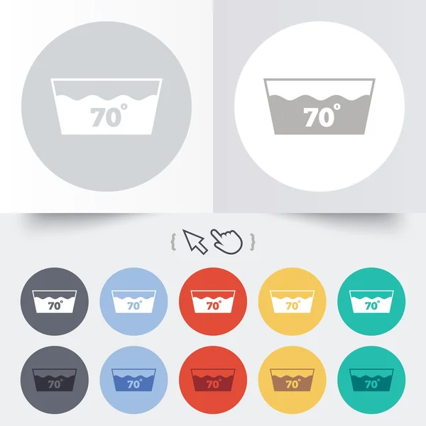 Wassen pictogram. Machinewasbaar op 70 graden symbool — Stockvector