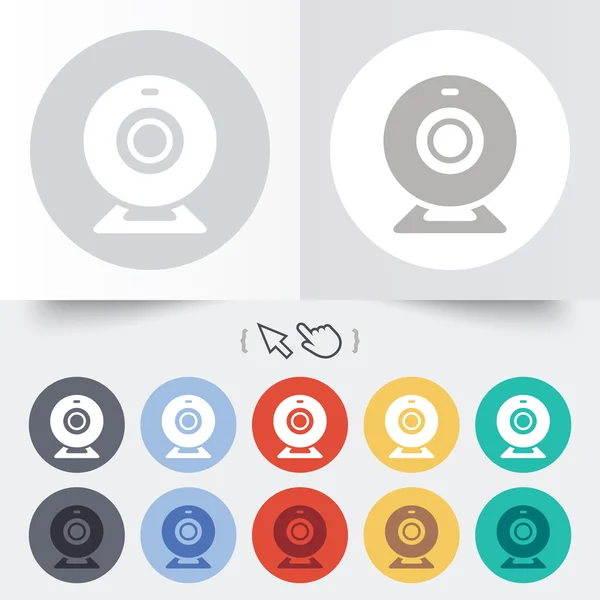 Webcam teken pictogram. web video chat symbool. — Stockvector