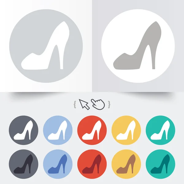 Womens schoen teken pictogram. hoge hakken schoen. — Stockvector