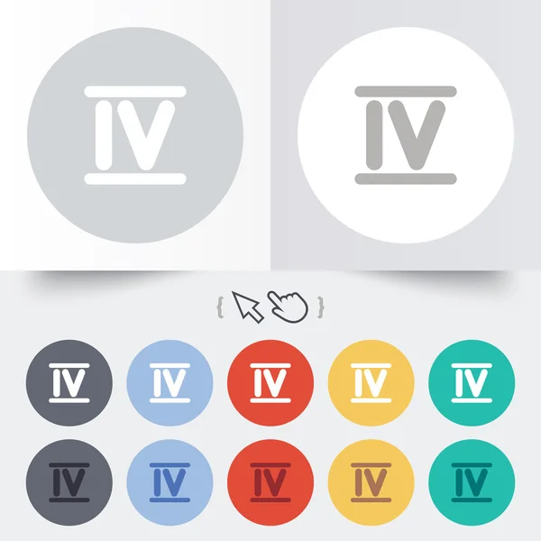 Ícone numeral romano quatro. Romana número quatro sinal . — Vetor de Stock