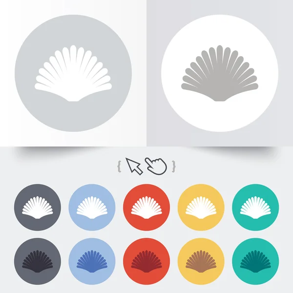 Icono de signo de concha marina. Símbolo de caracola. Icono de viaje . — Vector de stock