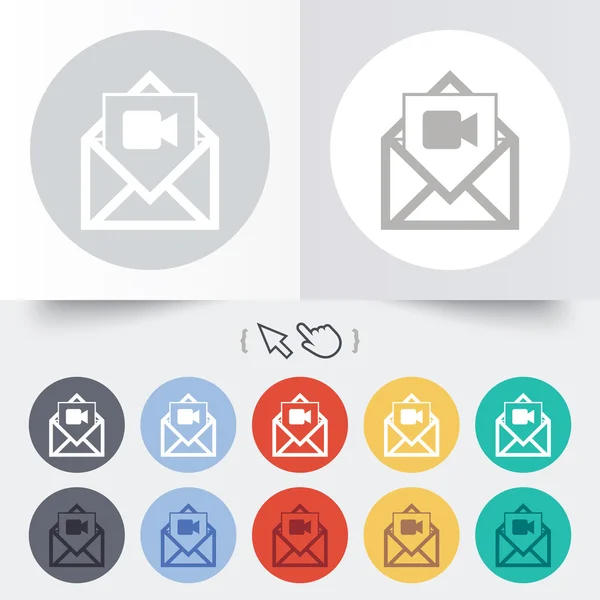 Icono de video mail. Símbolo de cámara. Mensaje . — Vector de stock