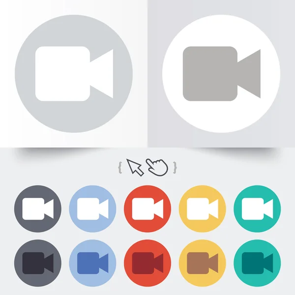 Videokamera tecken ikon. knappen video innehåll. — Stock vektor