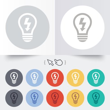 ışık lamba işareti simgesi. Yıldırım sembolü ile ampul