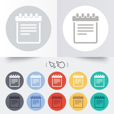 not etmek oturum simgesi. Kağıt defter sembolü.