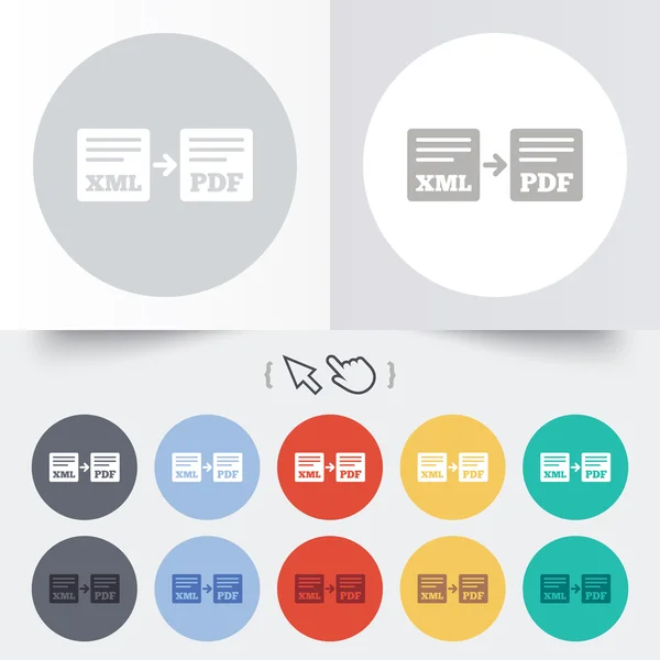 Exporter XML vers l'icône PDF. Fichier document symbole . — Image vectorielle