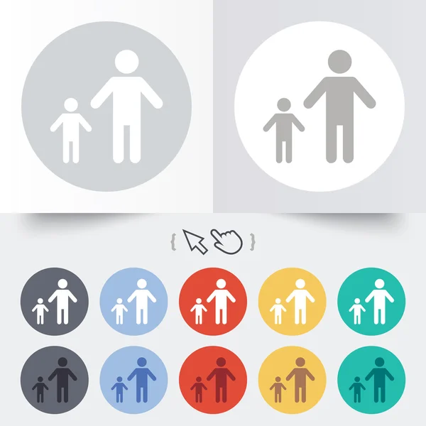 Een-ouder gezin met één kind teken pictogram. — Stockvector