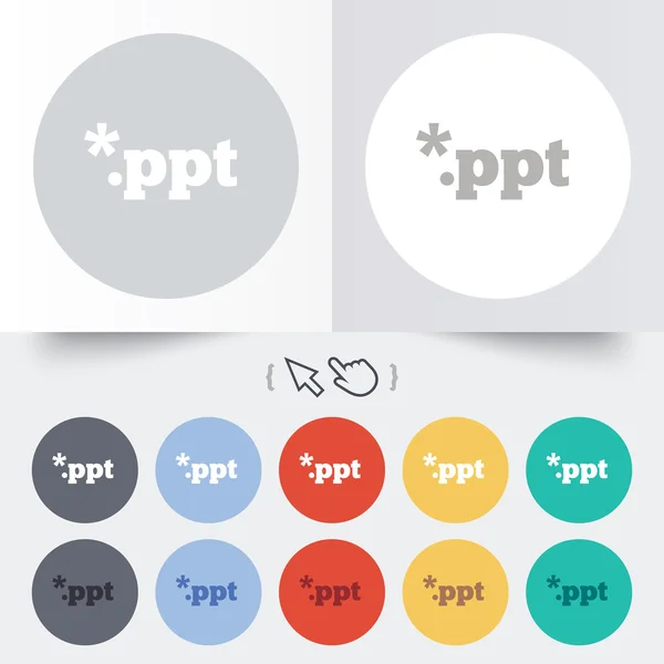 Icône de présentation de fichier. Télécharger bouton PPT . — Image vectorielle