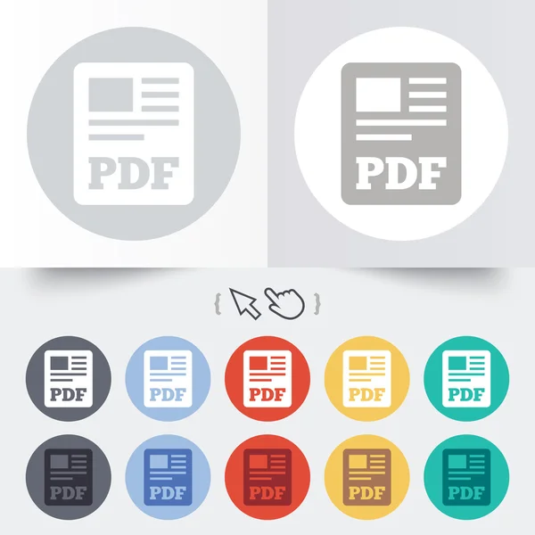 Archivo PDF icono del documento. Descargar botón pdf . — Vector de stock