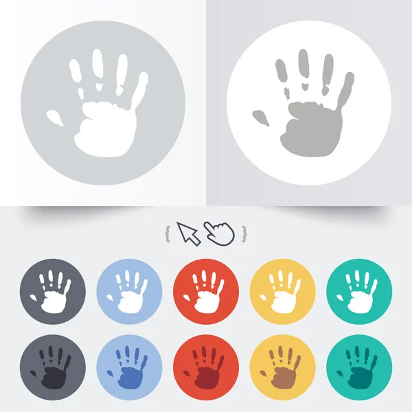 Hand print sign icon. Stop symbol. — Stock Vector