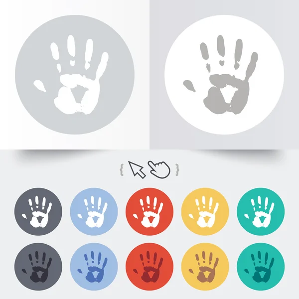 Hand print sign icon. Stop symbol. — Stock Vector