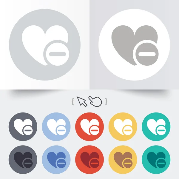 Heart sign icon. Remove lover symbol. — Stock Vector