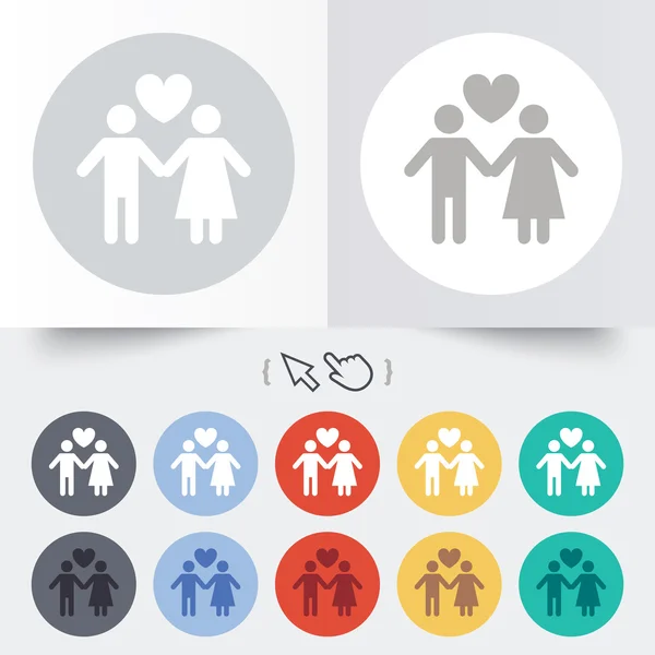 Couple sign icon. Male love female. Lovers. — Stock Vector