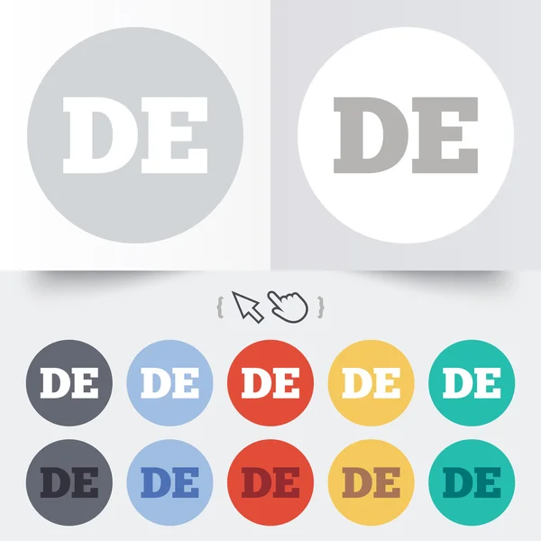 Icône de signe en allemand. DE Deutschland . — Image vectorielle