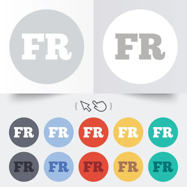 Icona dei segni in lingua francese. Traduzione FR . — Vettoriale Stock
