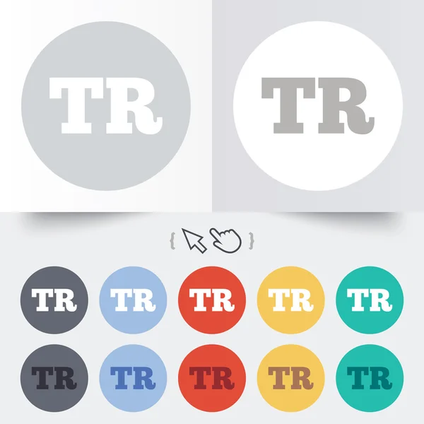 Turkse taal teken pictogram. TR vertaling — Stockvector