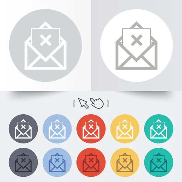 E-Mail löschen Icon. Umschlag-Symbol. Hinweisschild — Stockvektor