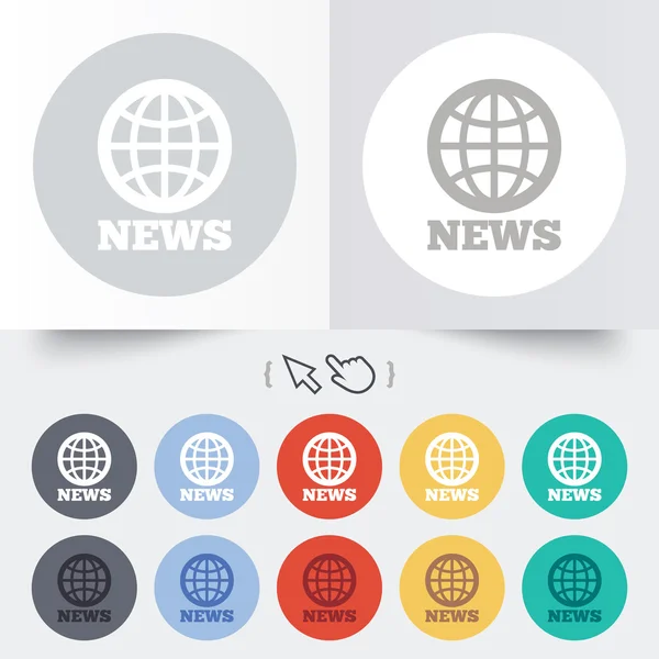 Icône de signe de nouvelles. Symbole mondial globe . — Image vectorielle