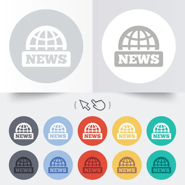 Icono de signo de noticias. Mundo globo símbolo . — Vector de stock