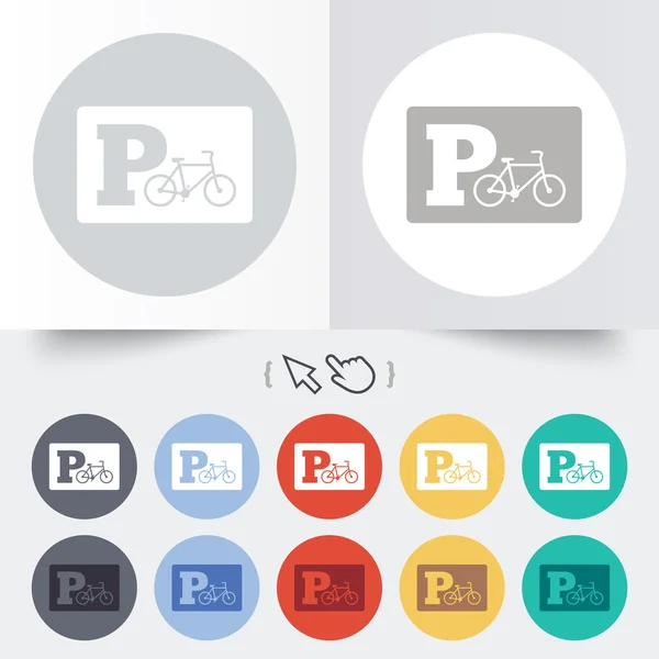 Ícone de sinal de estacionamento. Símbolo de estacionamento de bicicleta . — Vetor de Stock