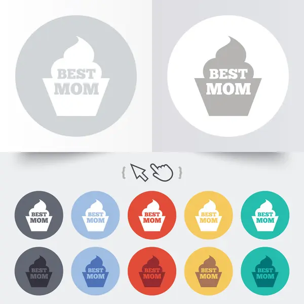 Best mom sign icon. Muffin food symbol. — Stock Vector