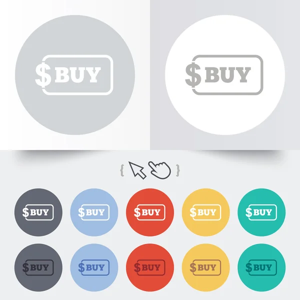 Comprar ícone de sinal. Botão de compra online dólar . — Vetor de Stock
