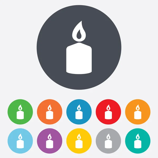 Svíčka znamení ikona. symbol ohně. — Stockový vektor