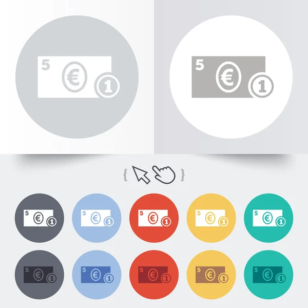 Cash tecken ikon. pengar eurosymbolen. mynt. — Stock vektor
