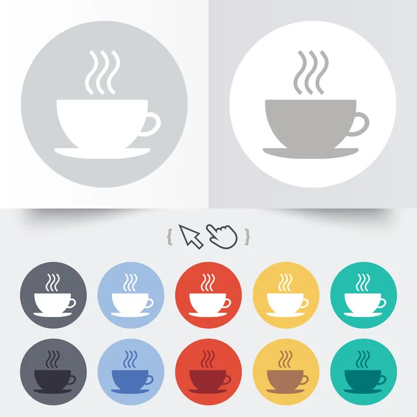 Icono del signo de taza de café. Botón café caliente . — Vector de stock