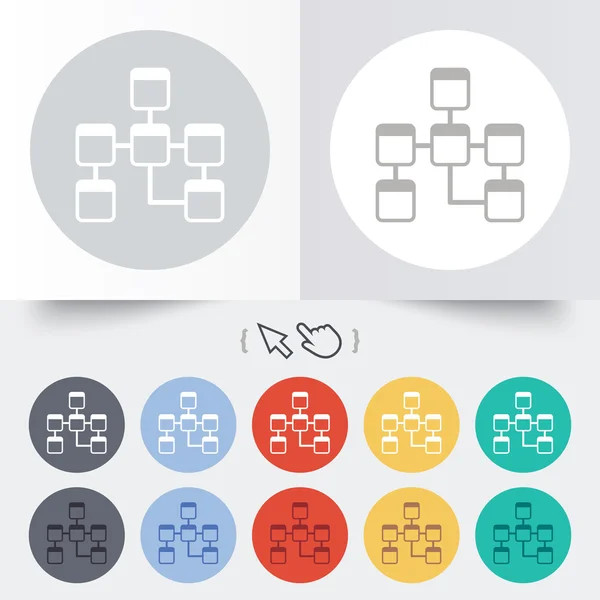 Teken pictogram van de database. relationele databaseschema. — Stockvector