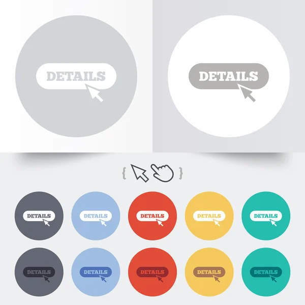 Details met cursor aanwijzer pictogram. meer symbool. — Stockvector