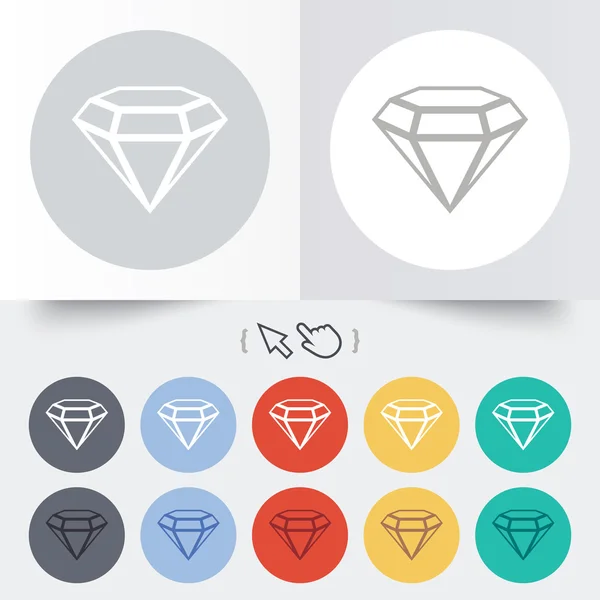 Icono de signo de diamante. Símbolo joyería. Piedra preciosa. — Vector de stock