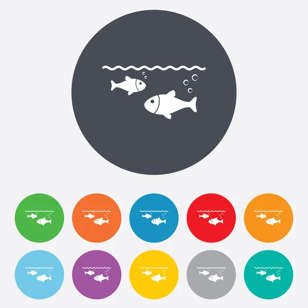 Fish in water sign icon. Fishing symbol. — Stock Vector