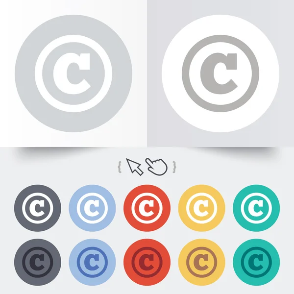 Icono del signo de copyright. Botón Copyright . — Vector de stock
