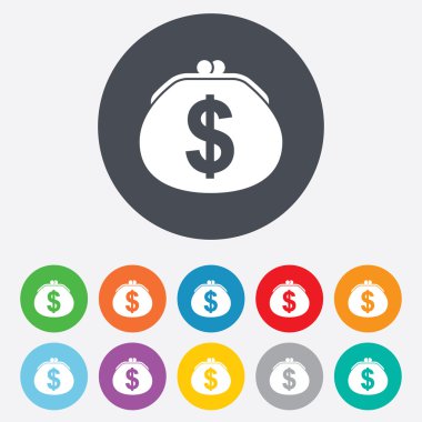m-cüzdan dolar işareti simgesi. para çantası sembolü.