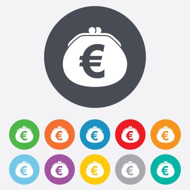 m-cüzdan euro işareti simgesi. para çantası sembolü.
