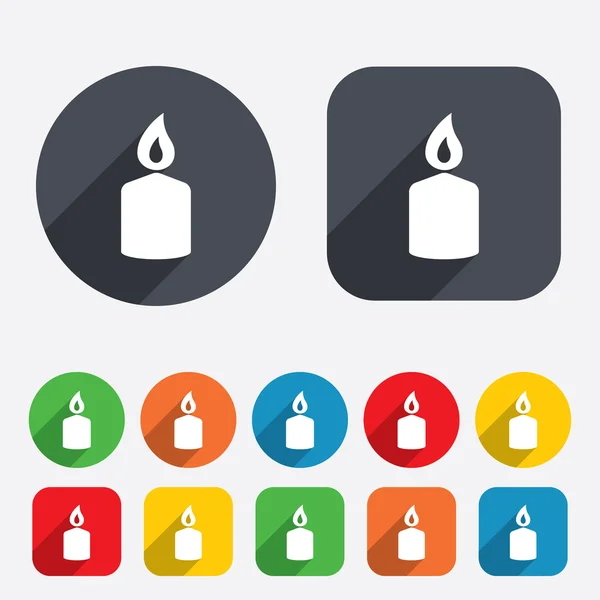 Icona segno di candela. Simbolo fuoco . — Vettoriale Stock